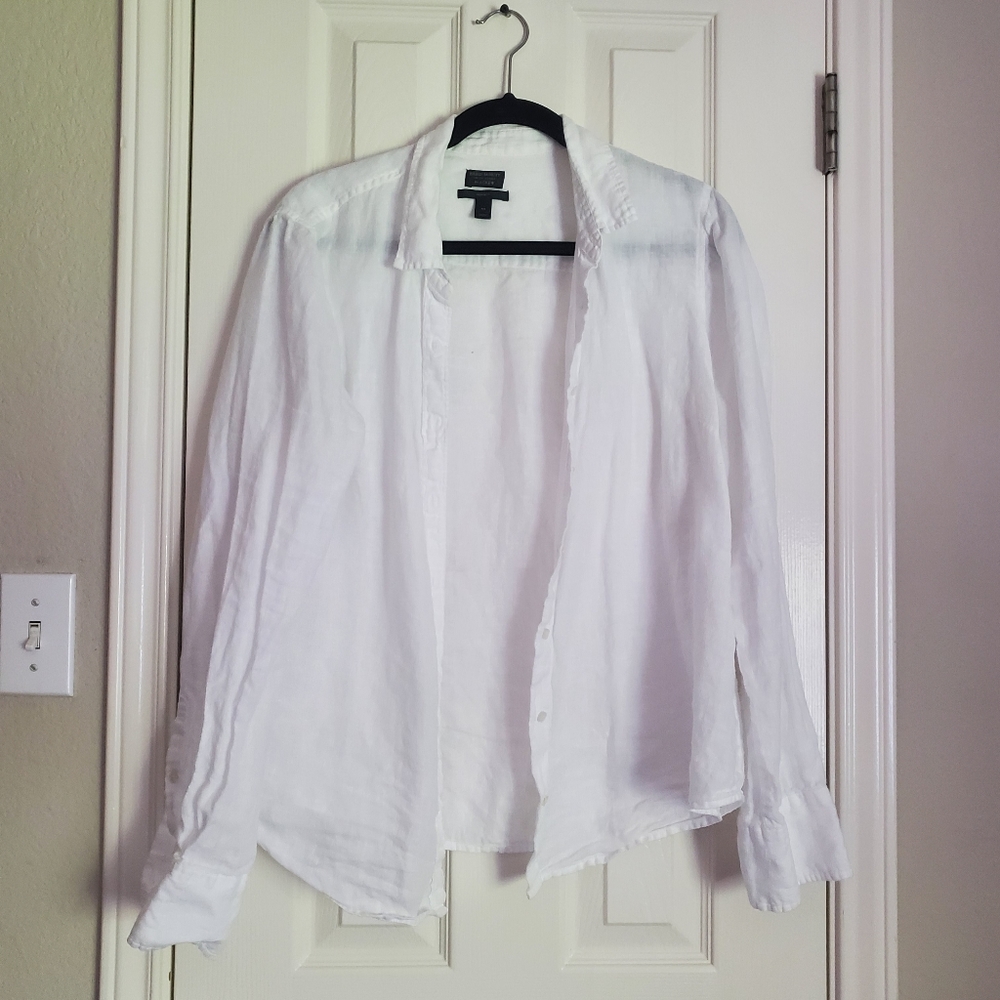 White j crew linen shirt, size 14
